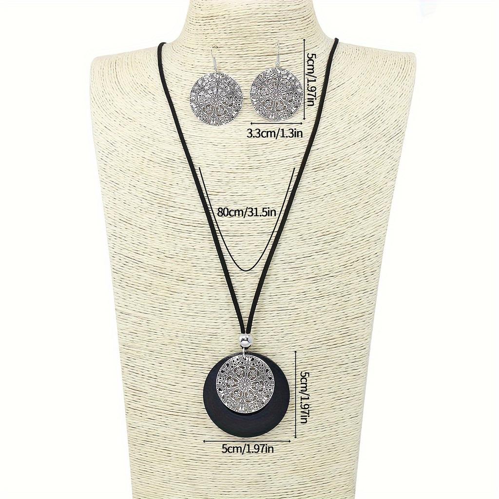 1 пара сережек + 1 ожерелье в стиле ретро с цветочным дизайном, подходящие к повседневным нарядам, аксессуары для вечеринок, этнические украшения, идеальный декор на осень и зиму