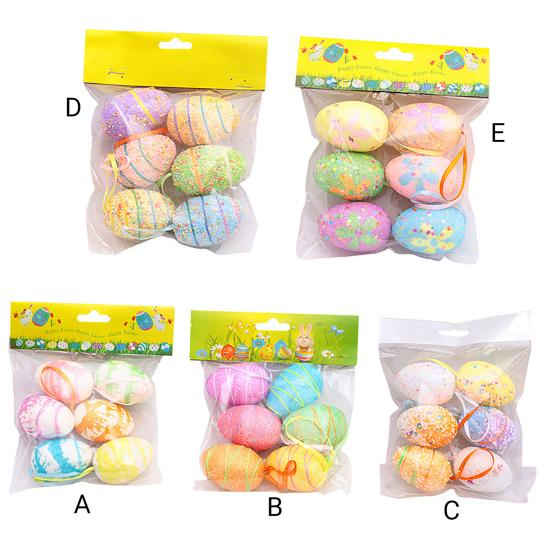 6Pcs/Set Hanging Decor Decorative Bright-colored Cute Attractive Beautiful Easter Egg Widget for Party