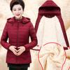 Middle-aged Women's Parkas Basic Jackets Autumn Winter Add Velvet Lamb Hooded Coats Cotton Winter Jacket Womens Mama Overcoat