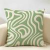 Nordic-Inspired Green Geometric Style Cushion Cover Natural Linen Organic Fabric Printing Breathable Perfect For Home Decor