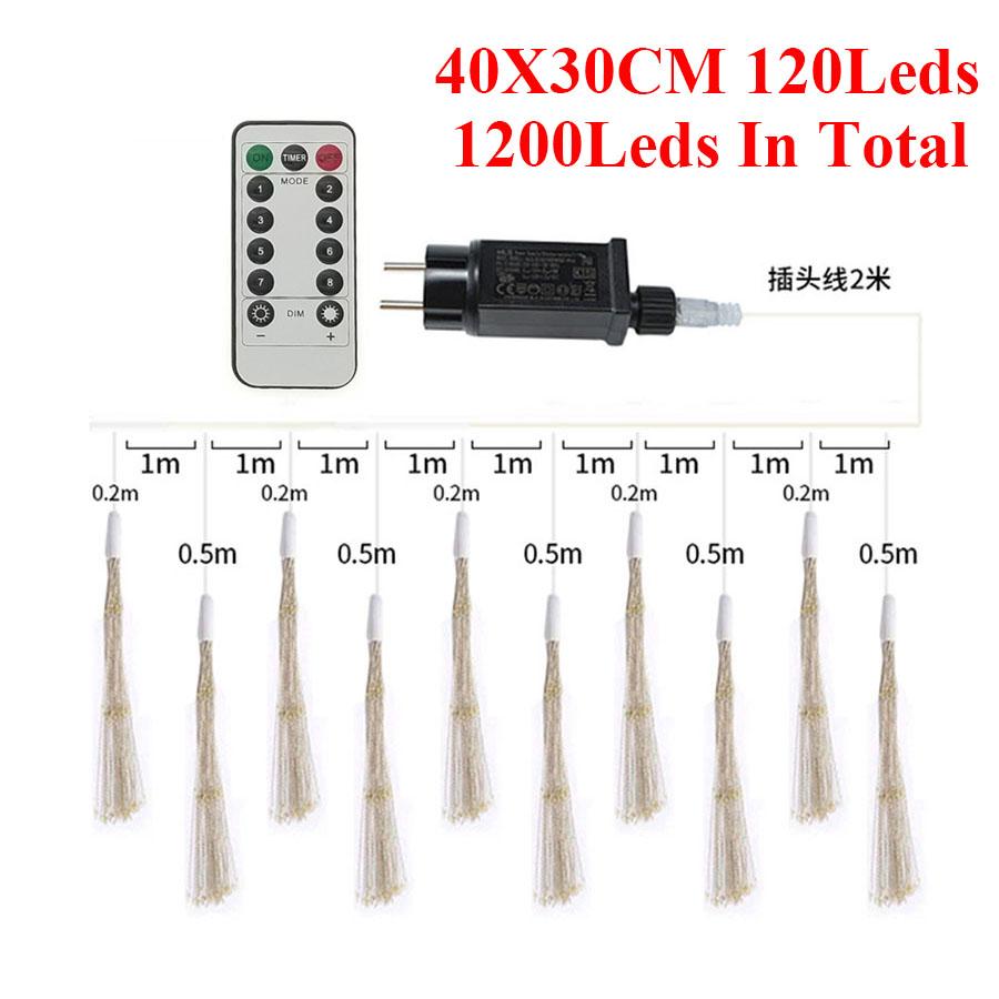 600/1200 светодиодных лампочек Starburst LED фейерверки уличные рождественские медные провода подвесные фейерверки гирлянды с пультом дистанционного управления