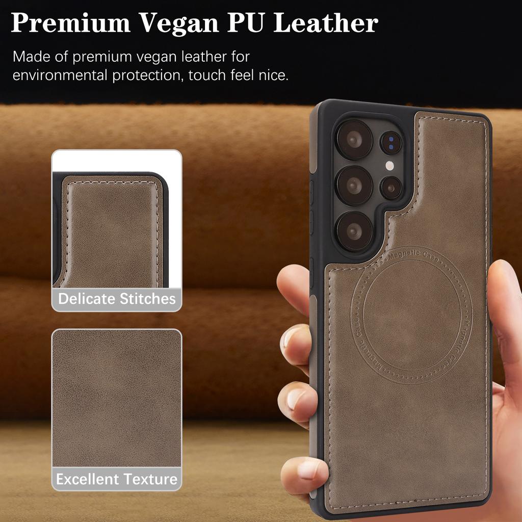 Магнитный беспроводной чехол для телефона для Samsung S24 - 25 серии, 8 цветов веганская ПУ кожа, всесторонняя противоударная защита