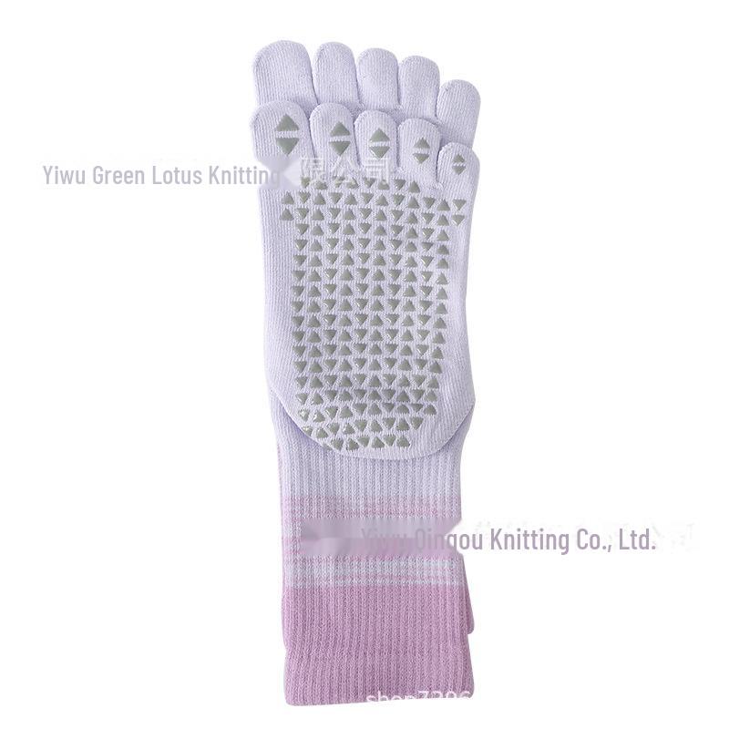 Женские нескользящие хлопковые носки для йоги | Носки для пилатеса с разрезом на пять пальцев и средней посадкой