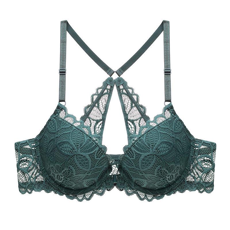 French Sexy Lace Underwear Front Buckle Beautiful Back Bra Red Natal Year Gather Top Support Bra Bra Woman