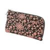 Кошелек для мелочи Inden-ya F-Coin Purse 05, Оленья кожа, Черная основа x Розовая лакировка, Узор 'Клематис', 1005-51-169. Сделано в японии. Размер: 6,5 см x 11 см x