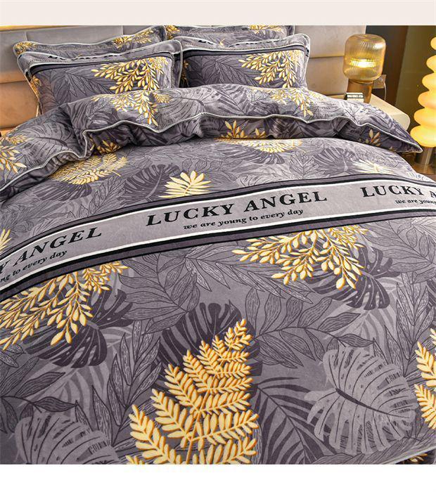 G5Z9 Jin Double-Sided Thickened Velvet Four-Piece Bedding Set for Weddings