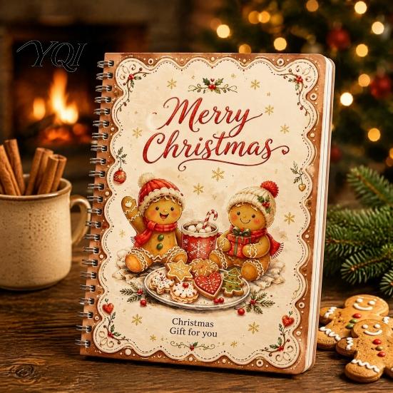 Decorative Holiday Gift Booklet DIY Spiral Bound Christmas Card Book, 5x7 Booklet, Cash Presentation 10 Pages Merry Cards, Gifts for Family, Friends,