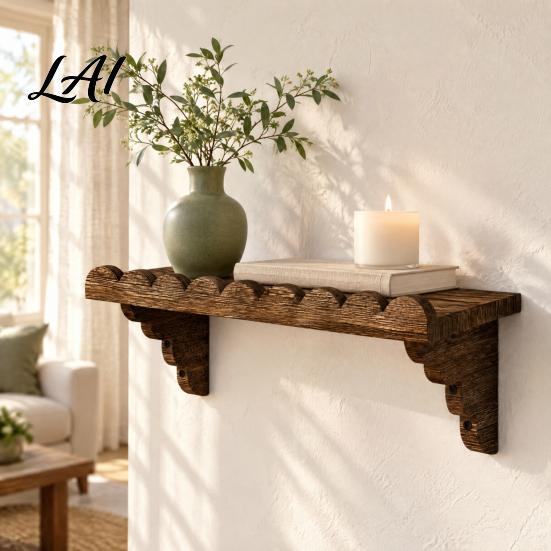 Decorative Wall Mount Organizer 2PCS Wavy Wooden Floating Shelves Mounted Display Rustic Wood Rack Racks Space Saving for Bedroom Living Room Small