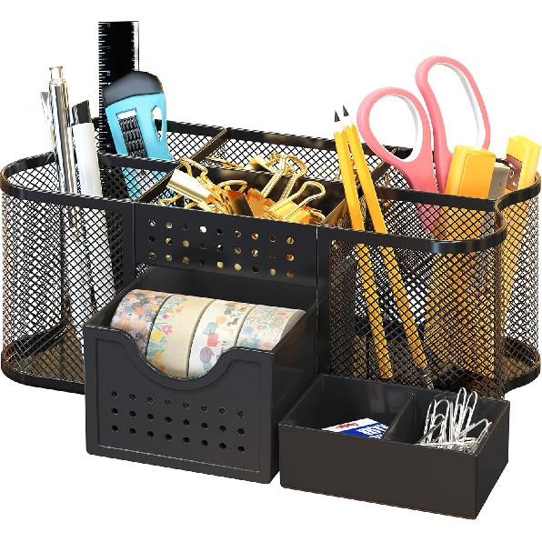 Deco Brothers Desk Organizers Pen Holder Office Caddy Storage, Black
