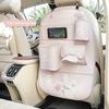 Сумка для хранения на спинку сиденья автомобиля, милый мультяшный кожаный многофункциональный органайзер на заднее сиденье автомобиля, подстаканник, держатель для салфеток, противоударный коврик