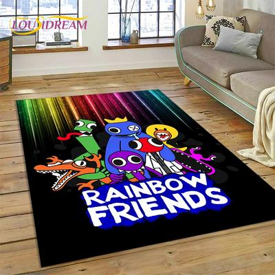 3D Ковер Мультяшный Ковер R-Rainbow Friends для Гостиной Спальни Домашнего Декора, Нескользящий Коврик для Дивана, Придверный Коврик, Подарок Детям