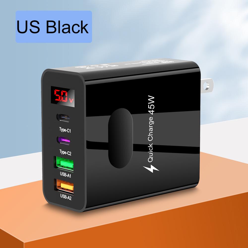 Всего 45 Вт цифровой дисплей зарядное устройство USB Type C зарядное устройство быстрая зарядка 3.0 PD телефон зарядный адаптер для iPhone Samsung Xiaomi Travel C