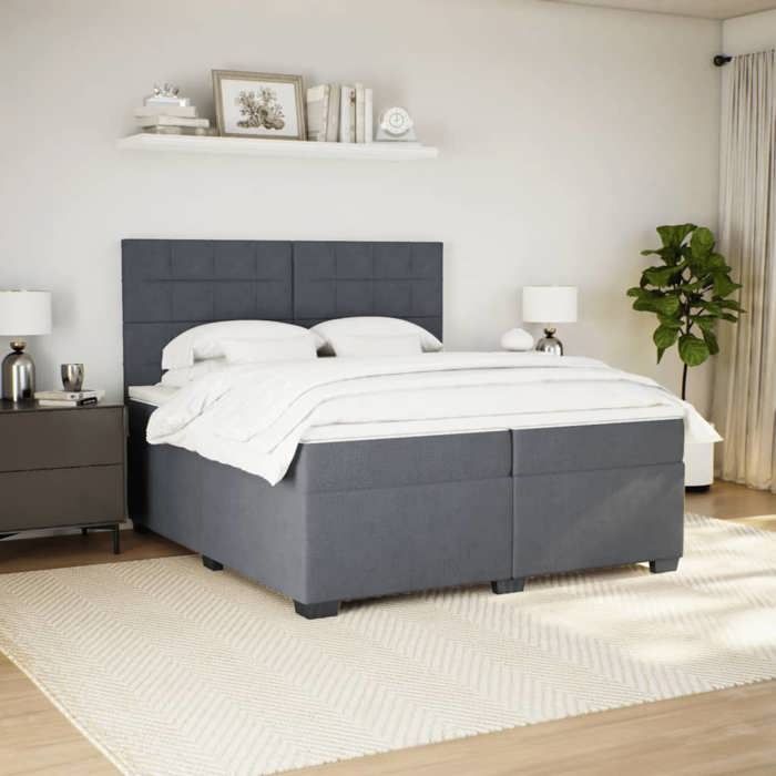 Maison Exclusive - Sommier à lattes de lit et matelas Gris foncé 200x200cm Velours
