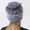 Роскошная зимняя шапка из натурального меха для женщин, вязаная шапка из меха кролика рекса и лисы, цветочные зимние модные стильные меховые шапки