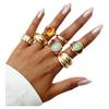 5pcs/7pcs Stackable Opening Rings Set Irregular Retro Metal Ring Chunky Smooth Rings  Daily Wear