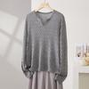 26th Spring Collection Long Sleeve V-neck Wave Pattern Hollow Fashion Exquisite Women's Knitted Sweater