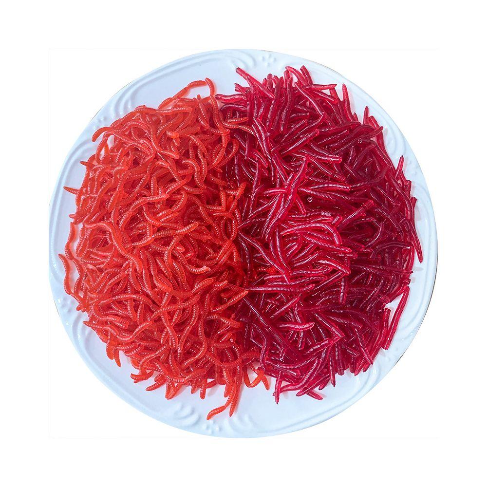 100pcs/Bottle Realistic Trout Soft Lure bloodworm Worm Red Baits EarthWorm Fishing Lure