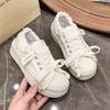 2024 Autumn New Canvas Shoes Board Shoes Small Fragrant Wind Little White Shoes Women's Senior Sense Versatile Thick Sole Big Head Bread Shoes