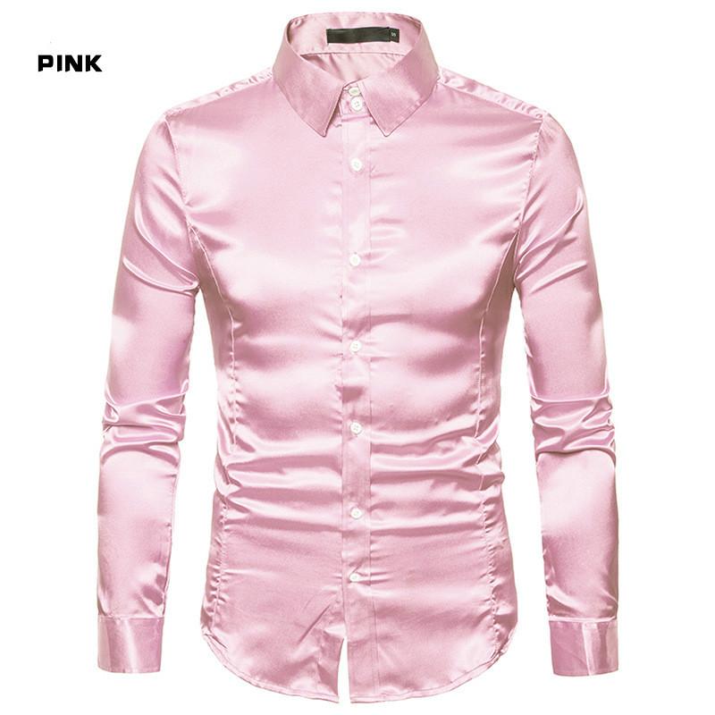 Boombooms Топы Мужская мода Личность Повседневная тонкая рубашка с длинными рукавами Топ Блузка