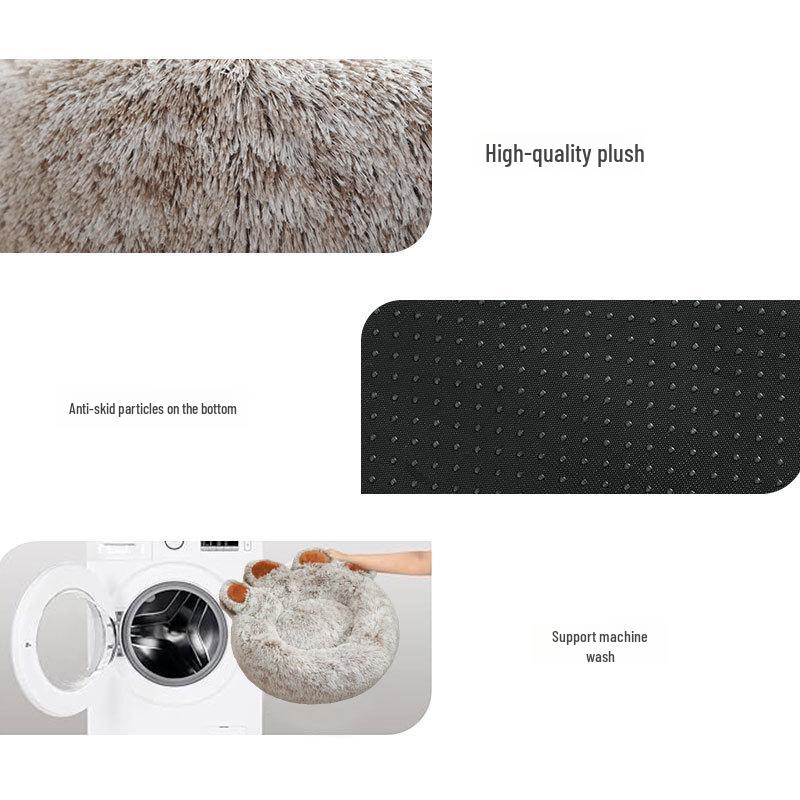 Warm Cartoon Bear Paw Plush Pet Bed for Cats and Dogs