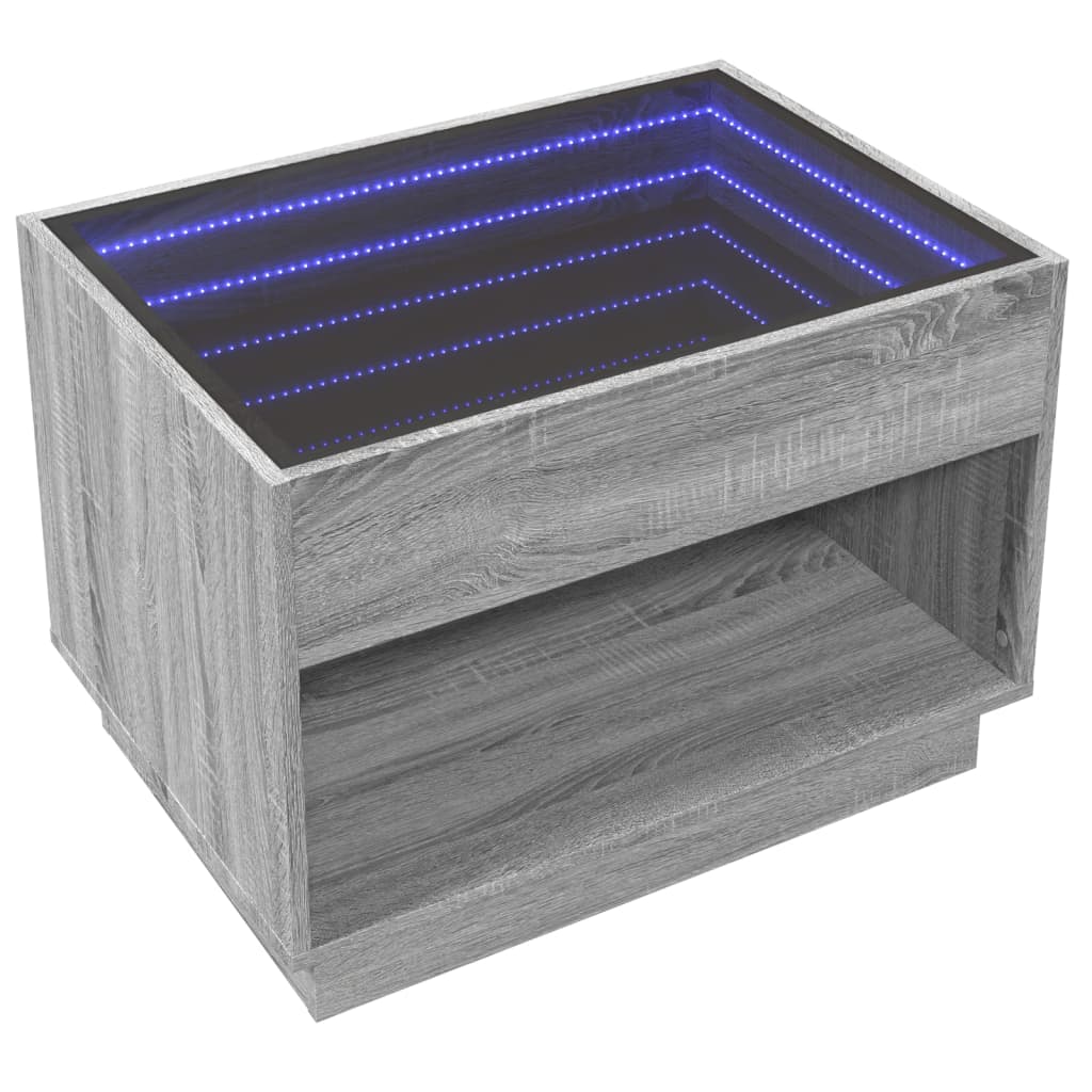 Infinity LED Coffee Table in Grey Sonoma 70 x 50 x 50 cm