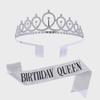 European & American Crystal Crown Birthday Queen Headband and Belt Set