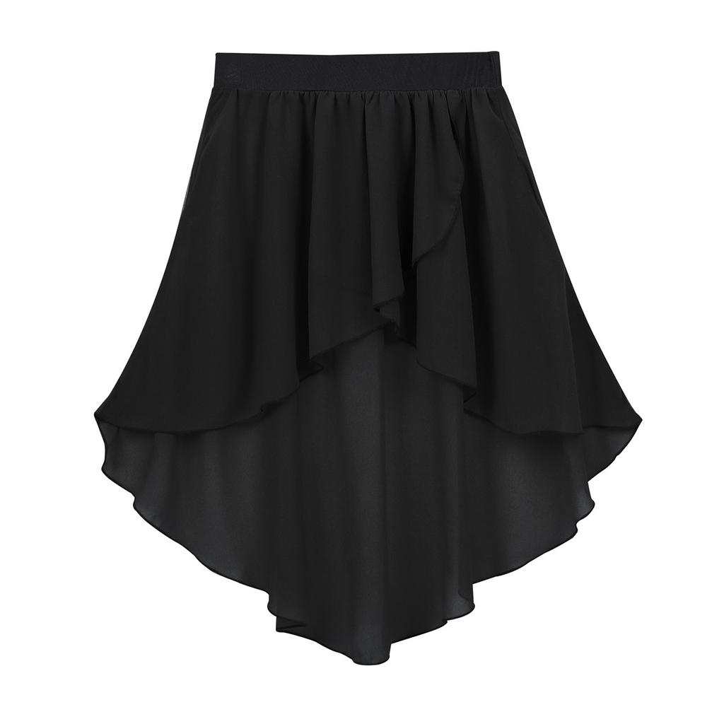 Baby Girls High-Low Elastic Waistband Chiffon Skirt for Ballet Jazz Dance Studio Practice Performance