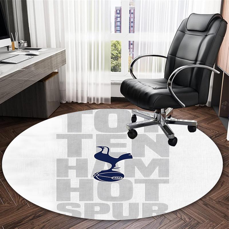 1pc T-Tottenham Hotspur Carpet, Round Rug, Comfortable, Suitable for Entryways, Living Rooms, Office, And Bedrooms, Christmas Decoration