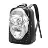 3D Skull Travel Backpack Purse Women Leather Gothic Cracked Rivets Studded Cool Laptop Backpack Large College Bookbag