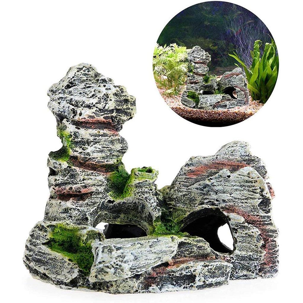Fish Tank Green Grass Aquarium Decorative Resin Aquarium Accessories Aquarium Stone Cave Mountain Scenery Ornaments