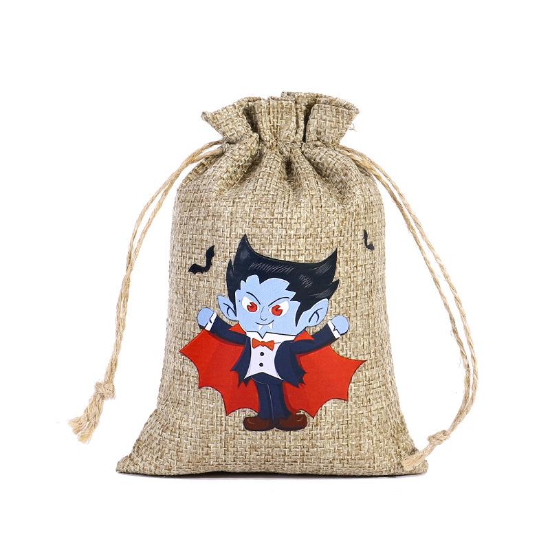 12 Styles Halloween Linen Storage Bag Halloween Horror Funny Pattern Candy Gift Packaging Bag Gift Storage