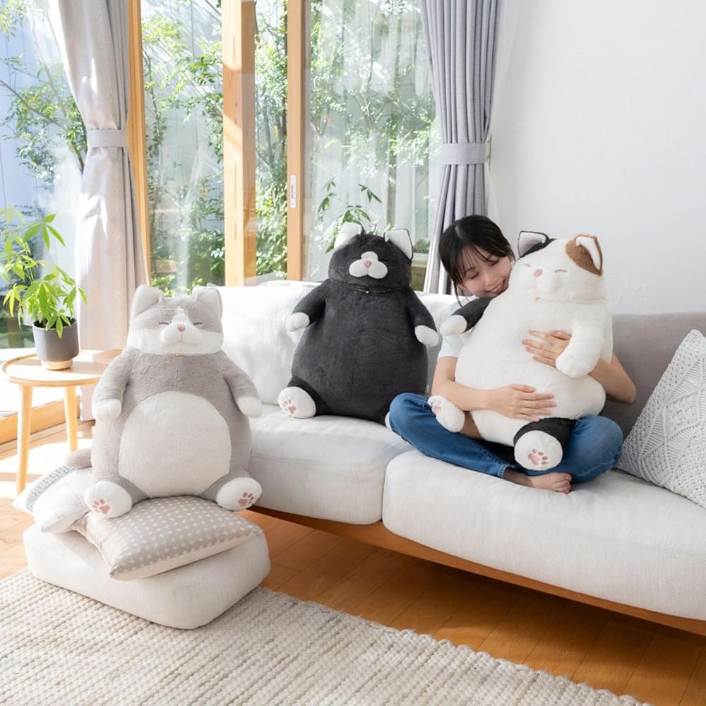 Ribheart Big Size Cat Plush Toy - Cat Affirmation - Katsuo (Bicolor Cat) - Approx. 58cm in Length -