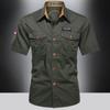Летняя рубашка с короткими рукавами и двойным карманом, мужская повседневная военная форма, рубашка с короткими рукавами, тонкие, удобные и прочные мужские топы, модный тренд