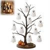 Warm White Spooky Ornament Glowing Ghost Tree Halloween Tabletop Decor, LED Lighted with Backdrop Props for Photography Hanging Ornaments Home,