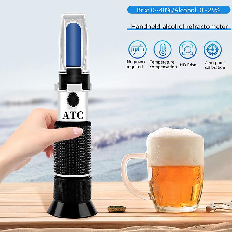 0-40% Brix 0-25% Алкоголь Виноград Вино Рефрактометр ATC Ручной Концентратомер Фрукты Сахарность Тестер Измерение