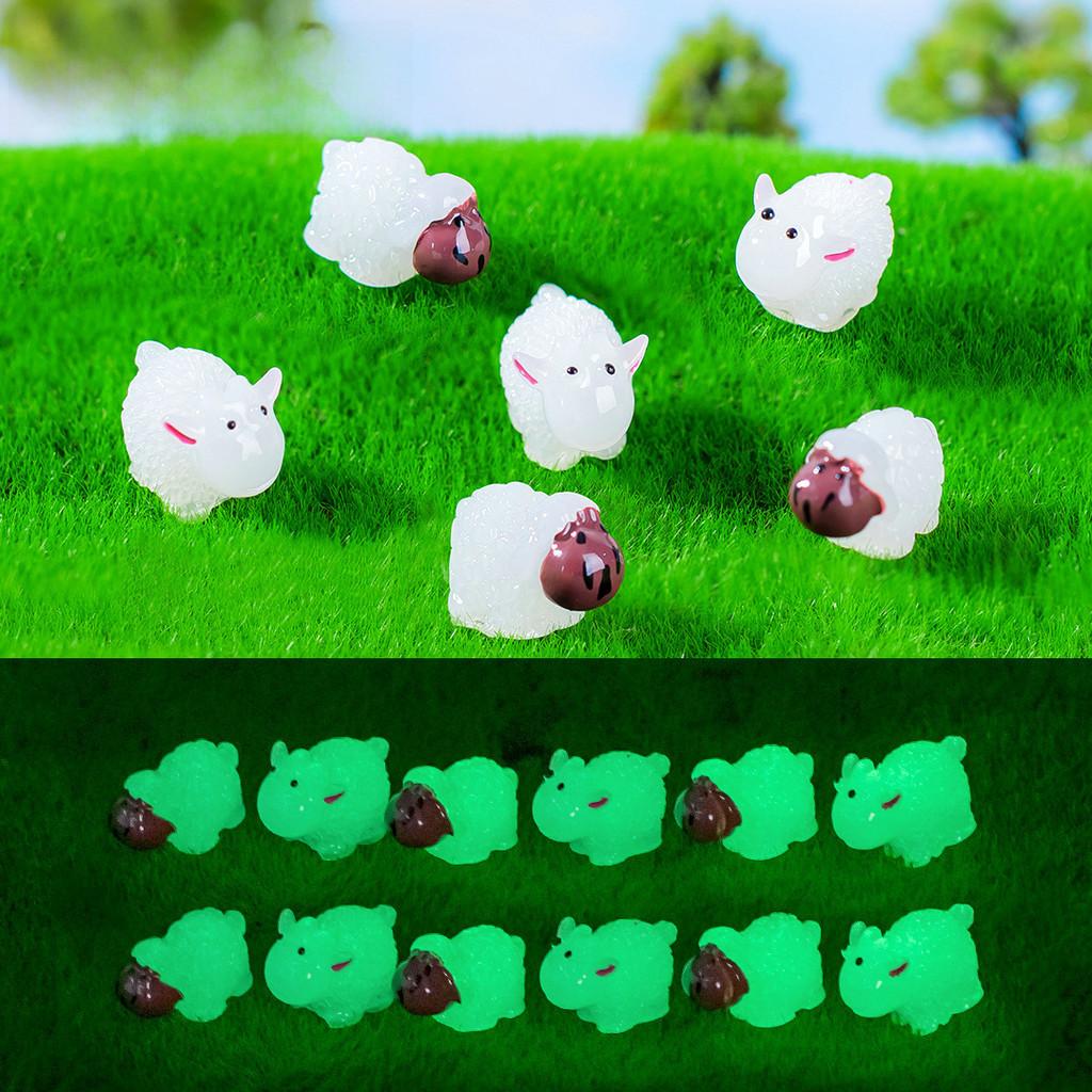 Cute Luminous Sheep Resin Figures For Miniature Garden And Fairy Landscapes
