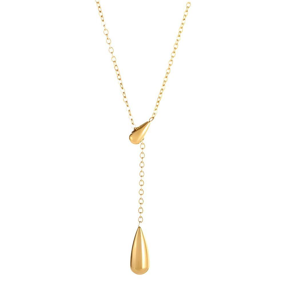 Y-shaped Water Drop Tassel Necklace Titanium Steel Collarbone Chain Metal Necklace  Jewelry Gifts