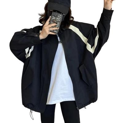 Blouson Mountain Parka Windbreaker Long Sleeve Thin Lightweight Loose Large Size Breathable Windproof Spring Autumn Black M [Vincent House] Women's