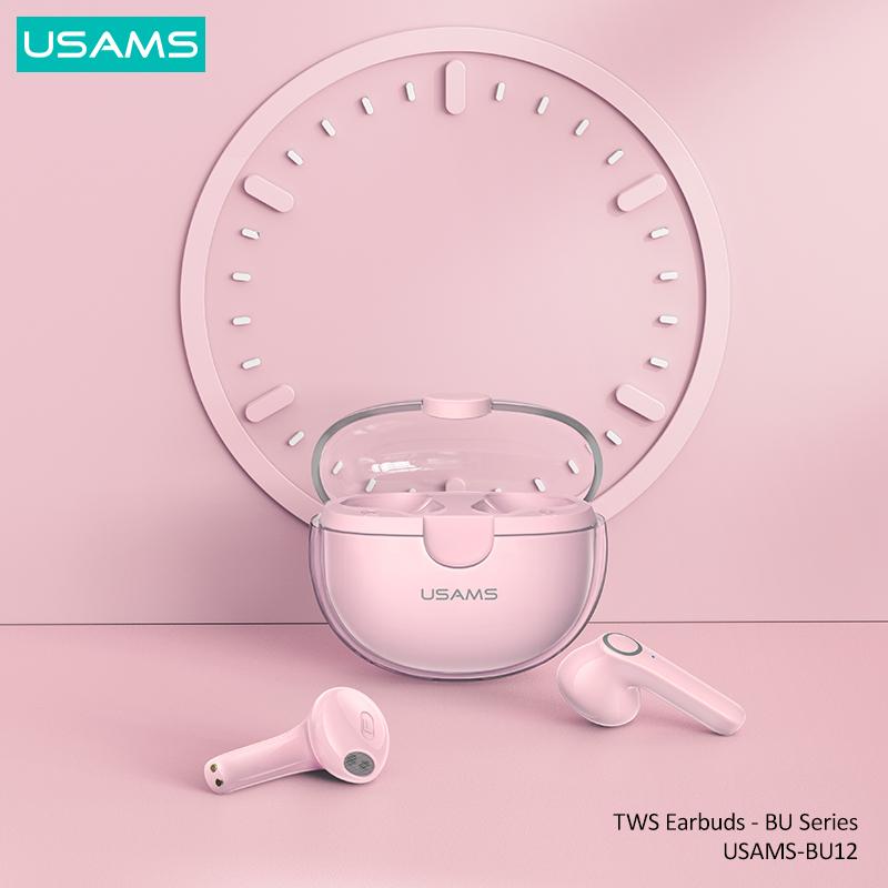 USAMS Bluetooth 5,1 TWS беспроводные наушники с прозрачным корпусом, гарнитура, стерео шумоподавление, бас, сенсорное управление, длительный режим ожидания, 300 мАч