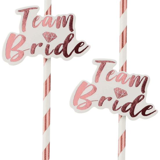 12 шт. Командные буквы Невеста Соломинки Дизайн Розовое золото Позолота Прямые Фотореквизит Девичник