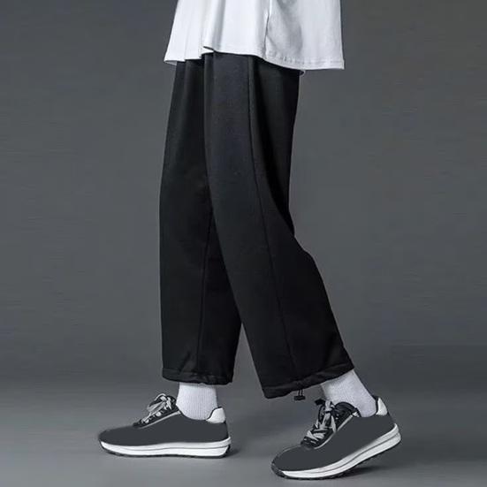 Мужские брюки весна-осень с завязками на талии и эластичным поясом, прямые, широкие, прямые, больших размеров, однотонные, свободные, уличные, спортивные брюки
