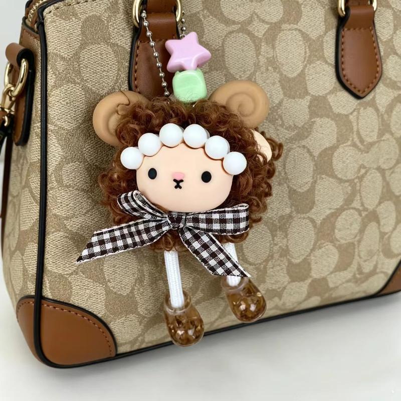 Soft Fluffy Curly Sheep Plush Keychain Mini Stuffed Lamb Pendant Durable Bag Accessory for Travel Luggage Decor Small Gifts