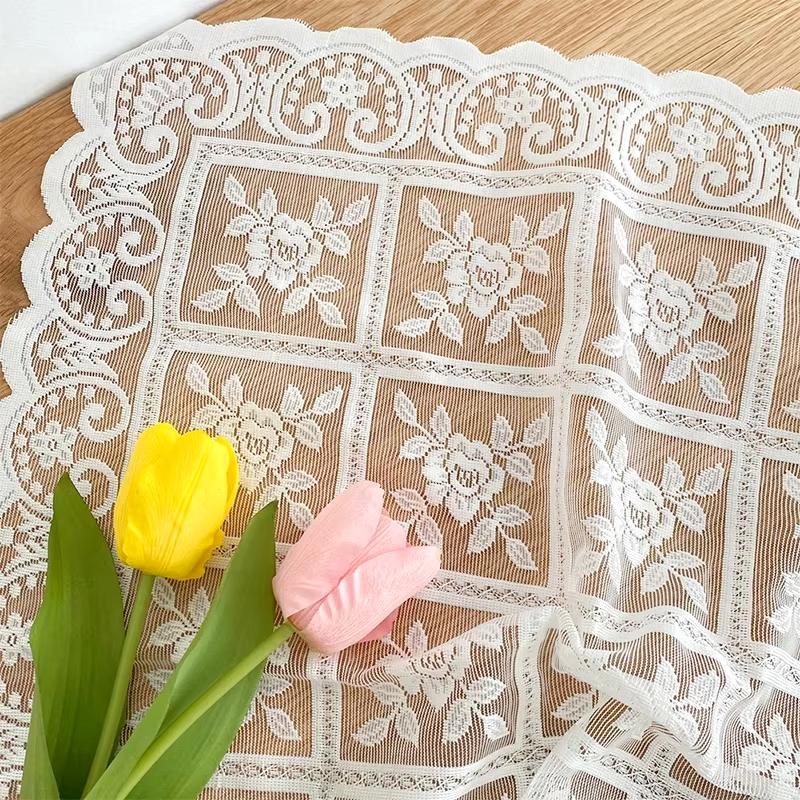 1Pc Cover Cloth Fresh Hollow Out Fashion Tablecloth Rural Style Lace Table Decoration Multiple Sizes
