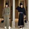 Plus Size Women's Autumn Slimming Sweatshirt and Midi Skirt Set