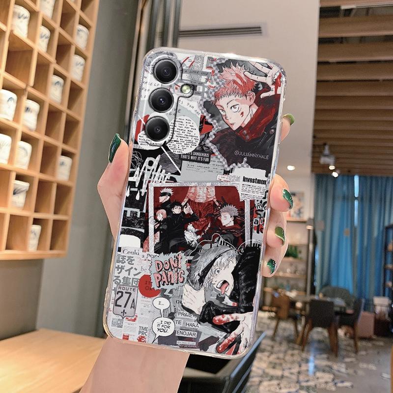 Мягкий прозрачный силиконовый чехол с рисунком аниме для Samsung A55 M35 S24 Xiaomi Redmi Note 13 Poco C65 iPhone Camera Противоударный защитный чехол