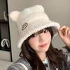 Autumn and Winter Lamb Velvet Warm Fisherman's Hat for Women's Travel Foldable Basin Hat Korean Style Trendy Versatile Small Bucket Hat with Face