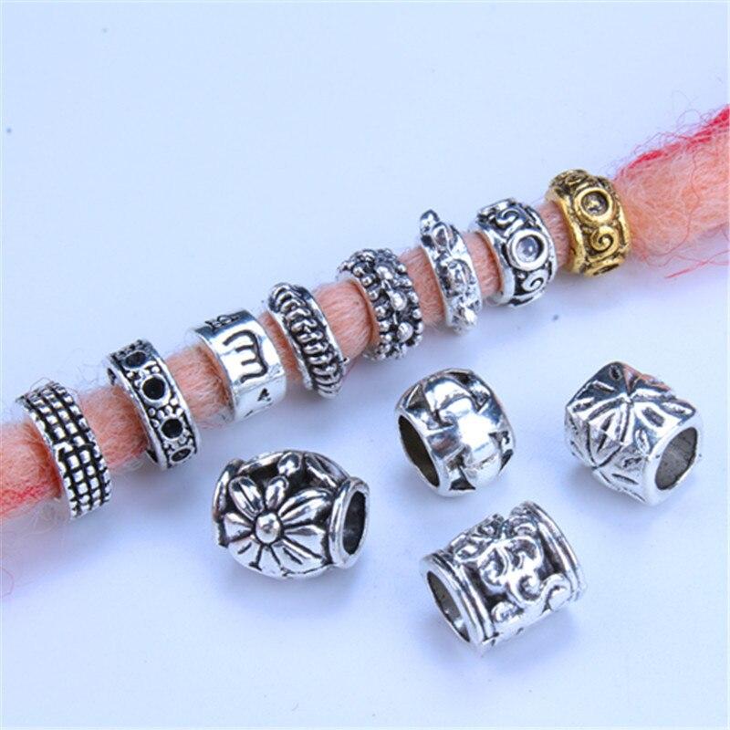 Набор из 5 серебристых металлических аксессуаров для волос с замысловатыми узорами для косичек и дредов