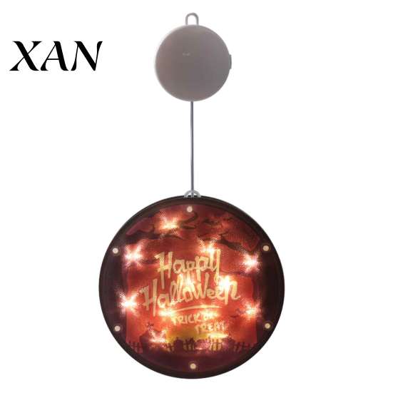 Easy Install Holiday Lighting Halloween Window Decor Light, Battery Powered Ghost Pumpkin Fairy Wall Mounted Spooky String Lantern for Party, Hanging