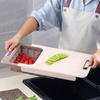 Разделочная доска с дуршлагом, выдвижная пластиковая доска, увеличенный размер, экономия места, с ручкой, поддон для слива для кухни