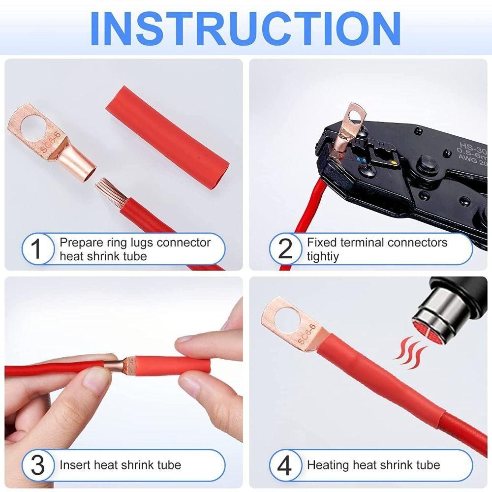 160Pcs AWG 2 4 6 8 10 12 Wire Connectors with Heat Shrink Tube Battery Terminals  Motorcycle